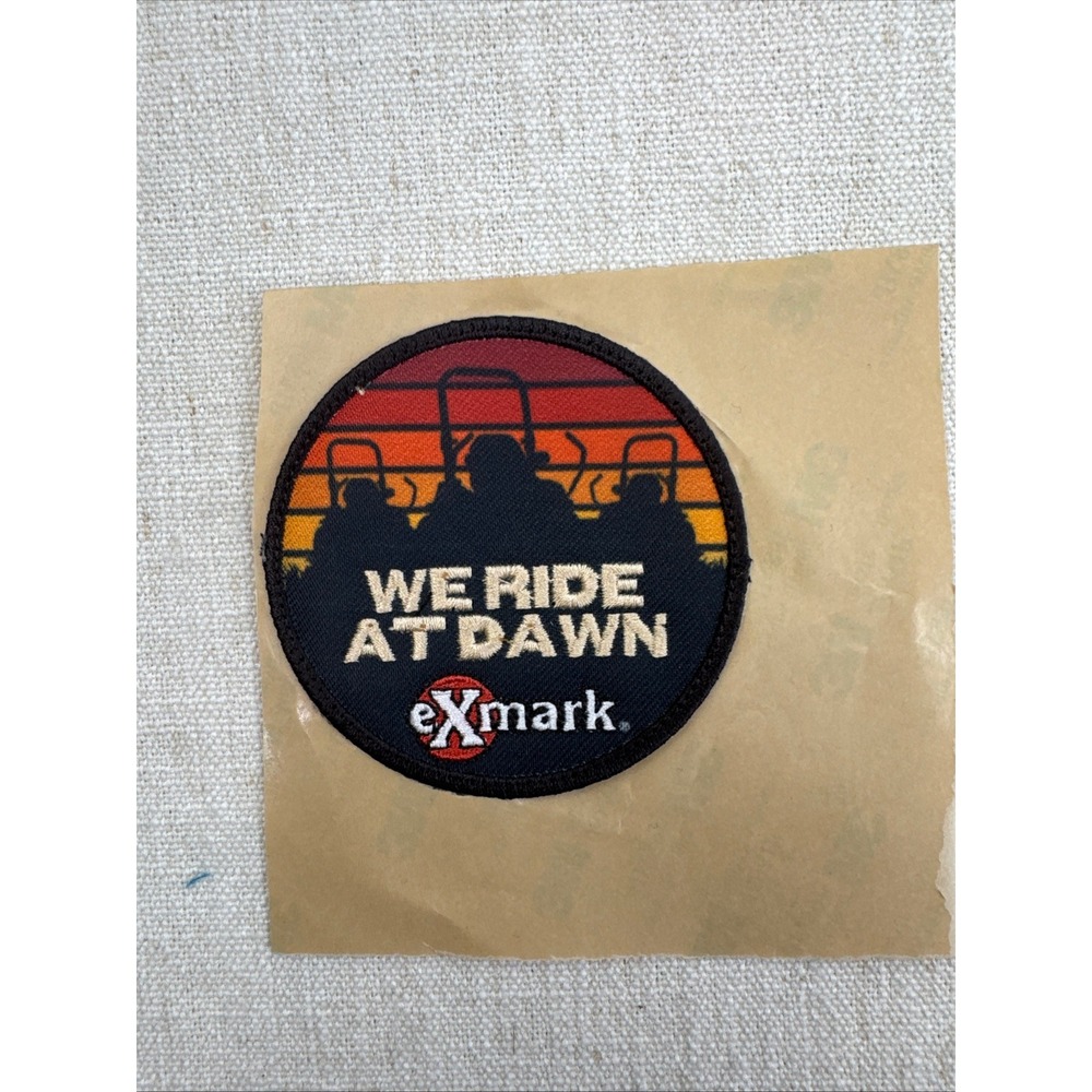 eXmark We Ride At Dawn Patch Embroidered Sunset Mower Logo 3M Adhesive Backing